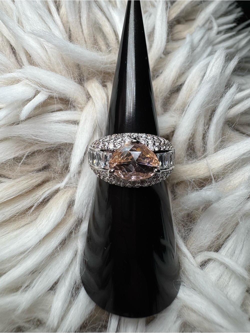 Peach morganite bomb party ring